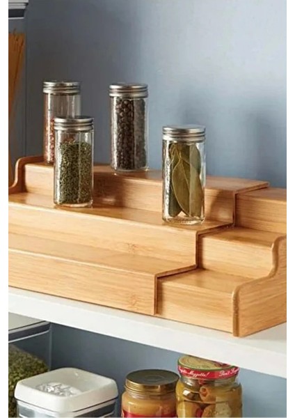 3 Katlı Açılır Büyük Boy Bambu Stand Organizer Tezgahüstü Baharatlık Düzenleyici Mutfak Rafı 57CM fırsatları