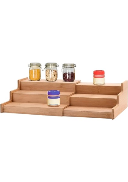 3 Katlı Açılır Büyük Boy Bambu Stand Organizer Tezgahüstü Baharatlık Düzenleyici Mutfak Rafı 57CM indirimleri