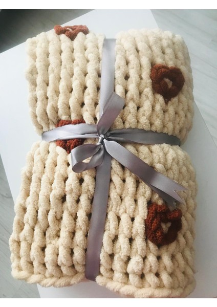 Palm Puffy Kalp Desenli Bebek Battaniyesi