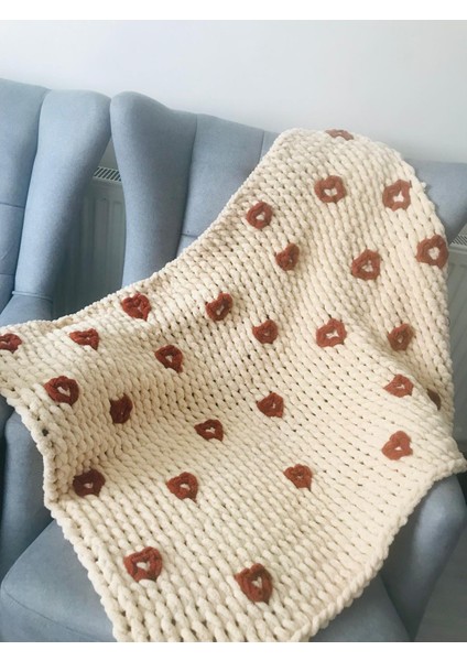 Palm Puffy Kalp Desenli Bebek Battaniyesi