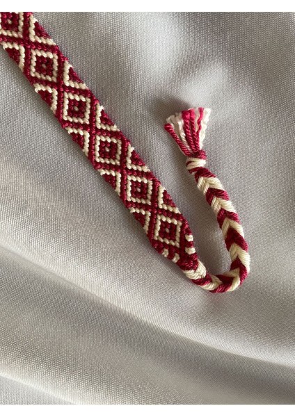 Bordo Kare Desenli Bileklik Örgü El Işi Bileklik modelleri