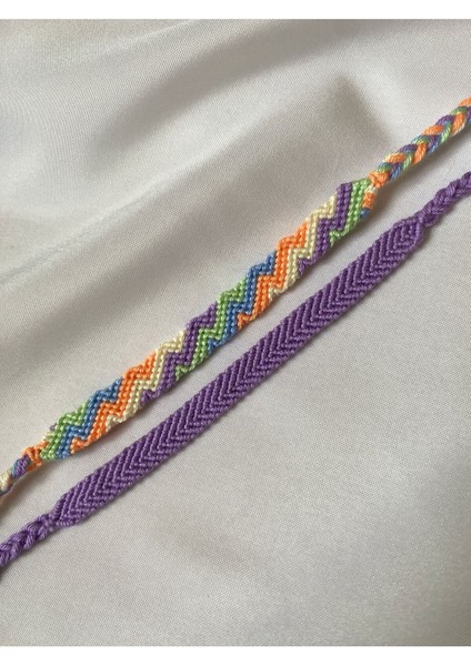 Lila Pastel Zikzak Desenli Örgü Bileklik 2'li Set fiyatları