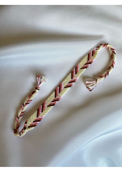Pembe ve Kahverengi Asimetrik Chevron Bileklik El Işi Örgü Bileklik fiyatları