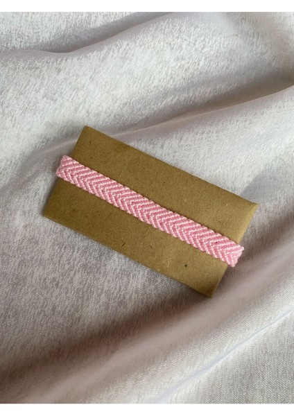 Pembe Tek Renkli Chevron Bileklik El Işi Örgü Bileklik