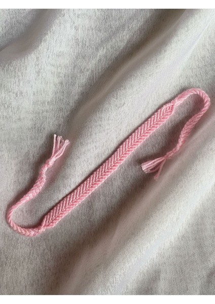 Pembe Tek Renkli Chevron Bileklik El Işi Örgü Bileklik