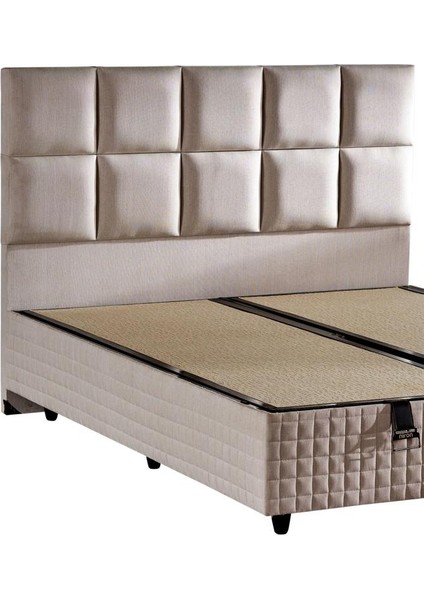 Star Yatak Seti 100X200 cm Tek Kişilik Yaylı Sert Ortopedik Yatak Krem Keten Lüks Baza Başlık Takımı