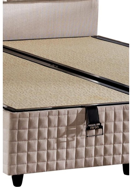 Star Baza ve Başlık Seti 150X200 cm Çift Kişilik Krem Keten Kumaşlı Lüks Baza ve Başlık Takımı