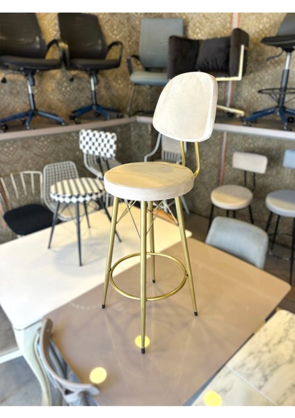 Yeni Vena Bar Sandalyesi Mat(Eskitme) Gold Bej Babyface Kumaş.65 cm Oturum Yüksekliği modelleri
