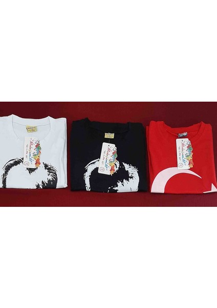 Atatürk ve Türk Bayrağı Baskılı Kız ve Erkek Çocuk T-Shirt 3'lü Paket indirimleri