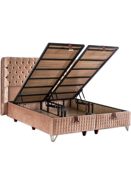 Elegance Lüks Yatak Baza ve Başlık Seti 120 x 200 cm Tek Kişilik Paket Yaylı Yumuşak Yatak Baza Başlık Takımı