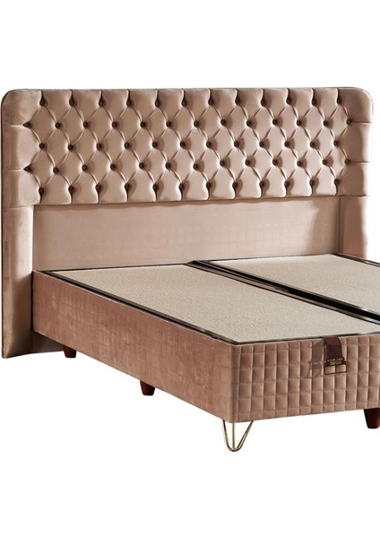 Elegance Lüks Yatak Baza ve Başlık Seti 120 x 200 cm Tek Kişilik Paket Yaylı Yumuşak Yatak Baza Başlık Takımı