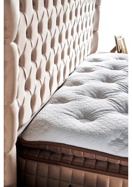 Elegance Lüks Yatak Baza ve Başlık Seti 120 x 200 cm Tek Kişilik Paket Yaylı Yumuşak Yatak Baza Başlık Takımı