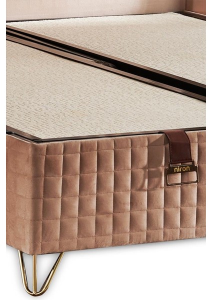 Elegance Lüks Baza ve Başlık Seti 120 x 200 cm Tek Kişilik Krem Babyface Kumaş Baza ve Başlık Takımı