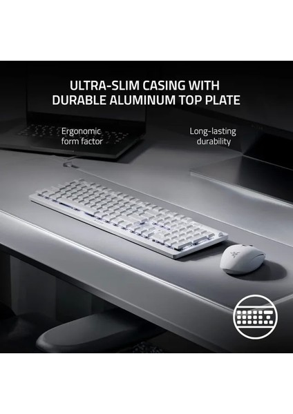 Deathstalker V2 Pro Wireless Oyuncu Klavyesi Beyaz V2 Pro Clicky Optical Switch