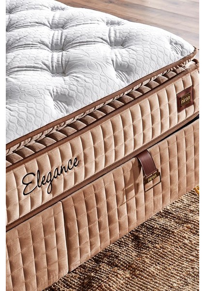 Elegance Lüks Yatak 120 x 200 cm Tek Kişilik Paket Yaylı Pedli Yumuşak Yatak Tavşan Tüyü Dokusu