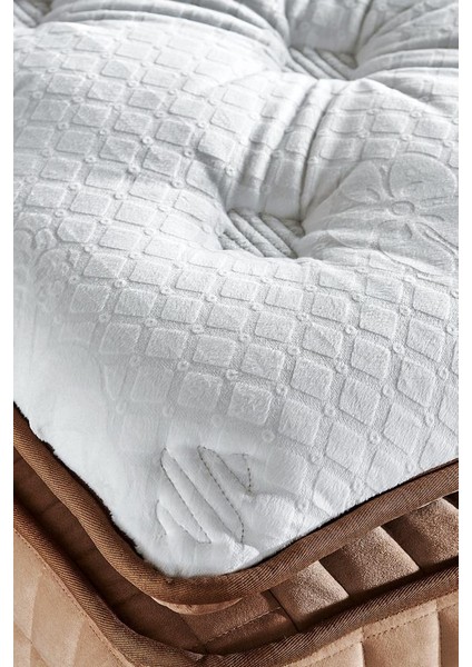 Elegance Lüks Yatak 100 x 200 cm Tek Kişilik Paket Yaylı Pedli Yumuşak Yatak Tavşan Tüyü Dokusu