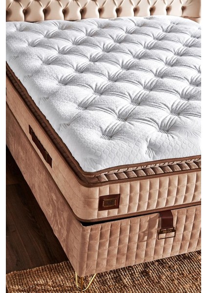Elegance Lüks Yatak 100 x 200 cm Tek Kişilik Paket Yaylı Pedli Yumuşak Yatak Tavşan Tüyü Dokusu