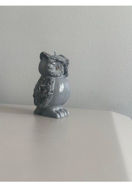 Baykuş Model Gri Renkli Dekoratif Mum modelleri