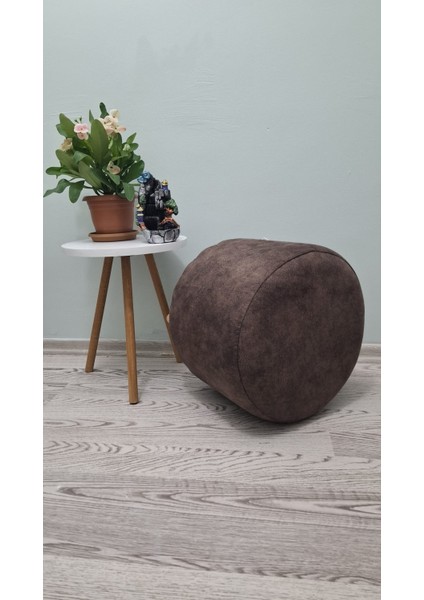 Ahşap Ayaklı Nubuk Kumaş Yuvarlak Puf fırsatları