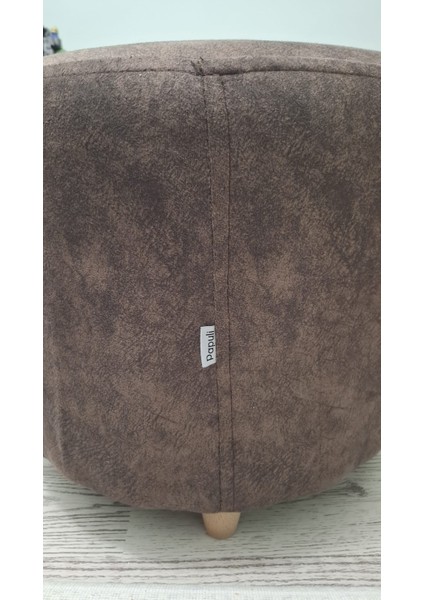 Ahşap Ayaklı Nubuk Kumaş Yuvarlak Puf indirimleri