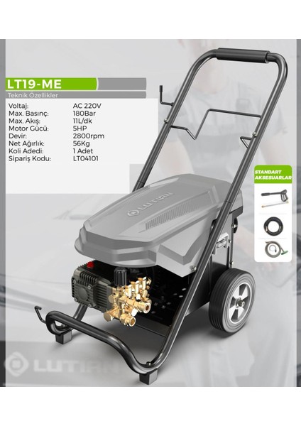 Lutian 180 Bar Profesyonel Yüksek Basınçlı Oto Yıkama Makinası Soğuk Su 220 Volt (LT19ME) fiyatları