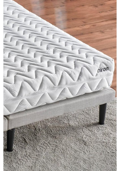 Niron Slim Baza ve Başlık Takımı - 100X200 Tek Kişilik Kumaş Kaplı Metal Karyola ve Başlık Seti