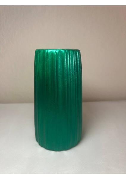 Zümrüt Vazo, Dekoratif Vazo, Kuru Çiçek Vazo, Bohem Büyük Boy Çizgili Vazo, Yeşil Vazo modelleri