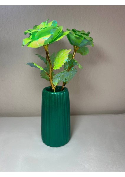 Zümrüt Vazo, Dekoratif Vazo, Kuru Çiçek Vazo, Bohem Büyük Boy Çizgili Vazo, Yeşil Vazo fırsatları