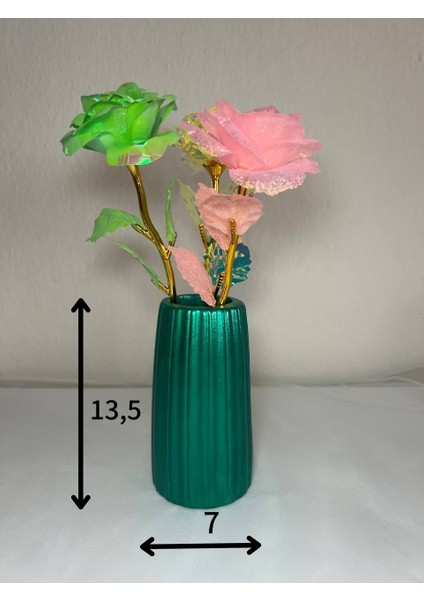 Zümrüt Vazo, Dekoratif Vazo, Kuru Çiçek Vazo, Bohem Büyük Boy Çizgili Vazo, Yeşil Vazo indirimleri
