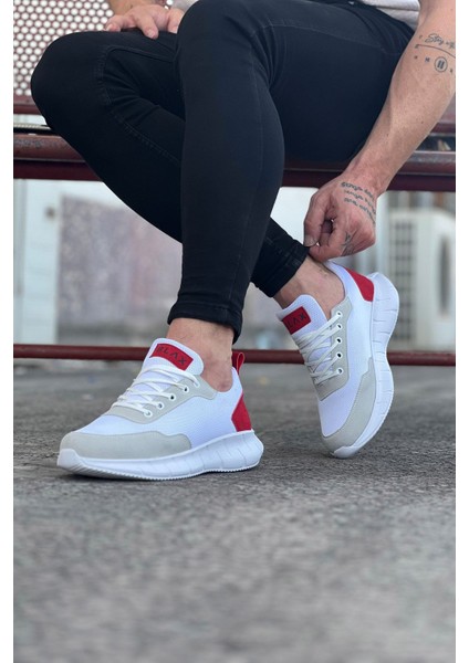 LISINYA947 CZ063 Beyaz Kırmızı Triko Erkek Spor Ayakkabı - 460602-1453