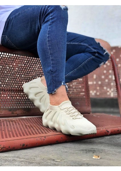 LISINYA947 CZ300 Bej Triko Sargı Taban Casual Erkek Ayakkabı - 370928-1453