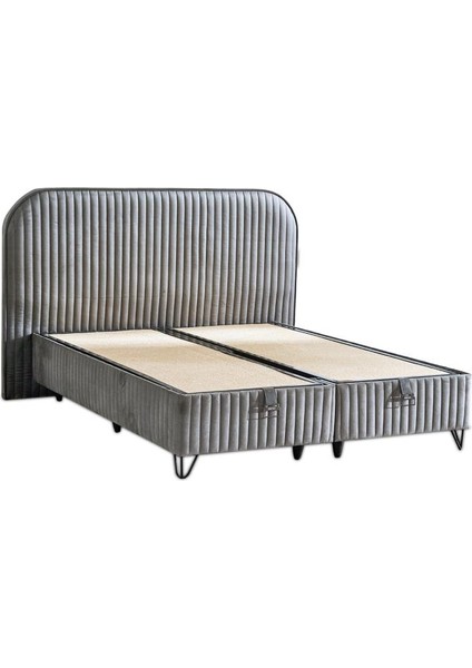 Line Visco Lüks Baza ve Başlık Seti 180X200 cm Çift Kişilik Baza ve Başlık Takımı Koyu Gri Babyface