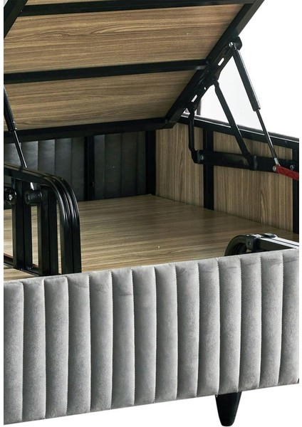 Line Visco Lüks Baza ve Başlık Seti 180X200 cm Çift Kişilik Baza ve Başlık Takımı Koyu Gri Babyface