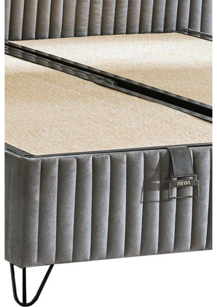 Line Visco Lüks Baza ve Başlık Seti 180X200 cm Çift Kişilik Baza ve Başlık Takımı Koyu Gri Babyface