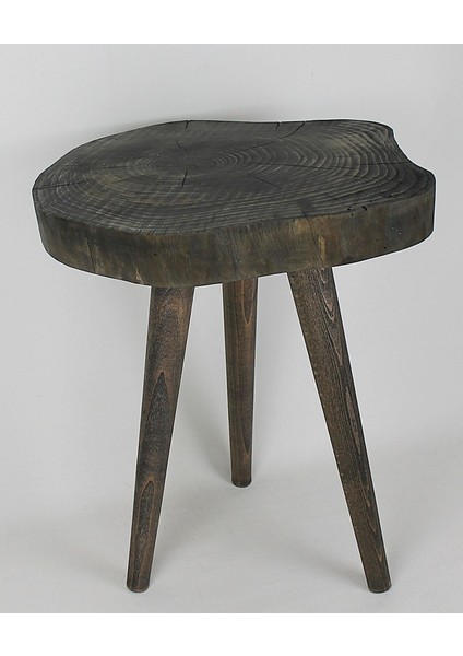 Doğal Ahşap Sehpa 32 x 45 cm Ahşap Ayaklı Renk Siyah