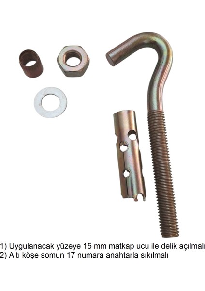 Çelik Dübel Gömlekli Açık Ağız Kanca M10 Dübel modelleri