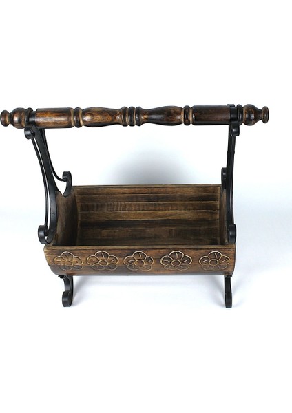 Eskitme Ahşap Ferforje Gazetelik 35 x 21 x 42 cm . K02