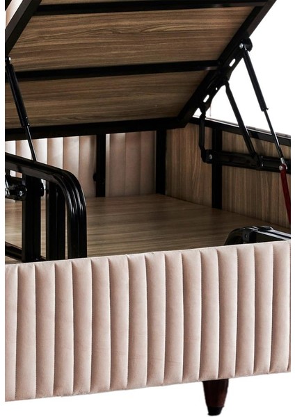 Line Visco Lüks Baza ve Başlık Seti 140X190 cm Çift Kişilik Baza ve Başlık Takımı Krem Babyface