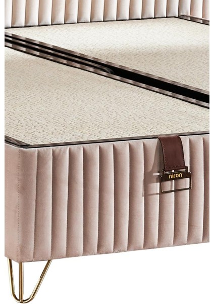 Line Visco Lüks Baza ve Başlık Seti 100X200 cm Tek Kişilik Baza ve Başlık Takımı Krem Babyface