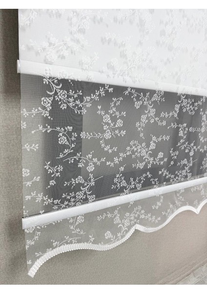 Blackout Işık Geçirmez Çift Mekanizmalı Tül Stor Perde Beyaz TS4003BL