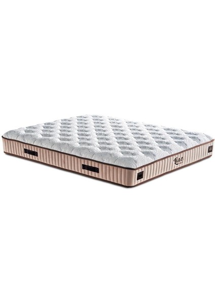 Line Visco Yatak 120 x 200 cm Tek Kişilik 28 cm Visco Süngerli Yaylı Lüks Yatak Orta Sert Krem Kumaş