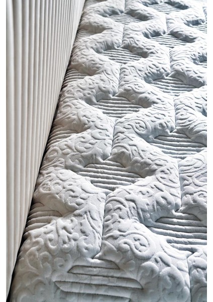 Line Visco Yatak 120 x 200 cm Tek Kişilik 28 cm Visco Süngerli Yaylı Lüks Yatak Orta Sert Krem Kumaş
