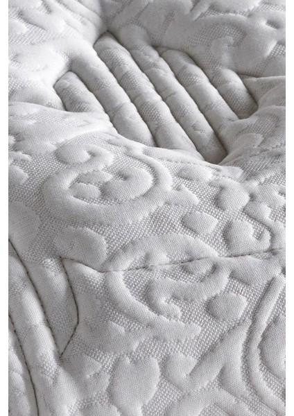 Line Visco Yatak 120 x 200 cm Tek Kişilik 28 cm Visco Süngerli Yaylı Lüks Yatak Orta Sert Krem Kumaş