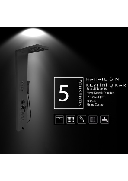 Victoria Antrasit Gri Premium Şelaleli Masajlı Duş Paneli - Dikey Jakuzi - Robot Duş - El Duşu fırsatları