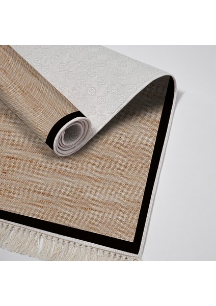 Kaymaz Dijital Mutfak & Salon Halı Toprak Saçaklı Dokuma E5001 Kahve Bej fırsatları