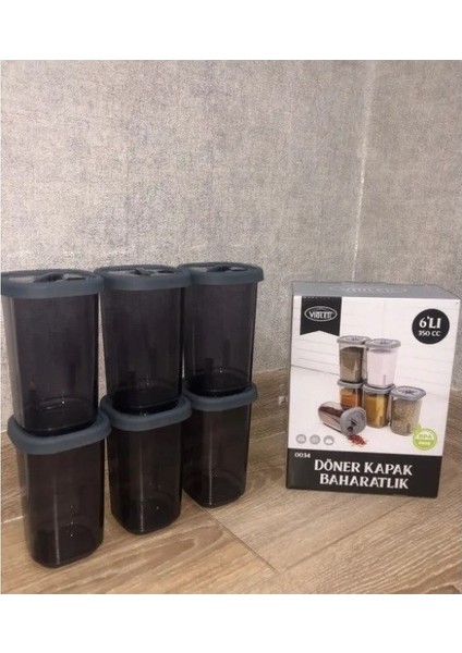 Döner Kapaklı Baharatlık Seti 350 cc 6'lı Baharatlık modelleri