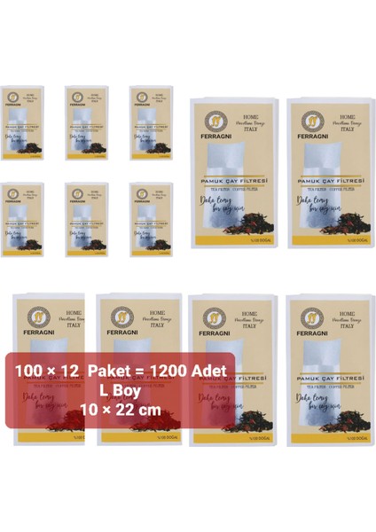 Çay Demleme Poşeti (Çay Filtresi) 10*22 cm ( L Boy) 100 Lü 12 Paket (1200 Adet)