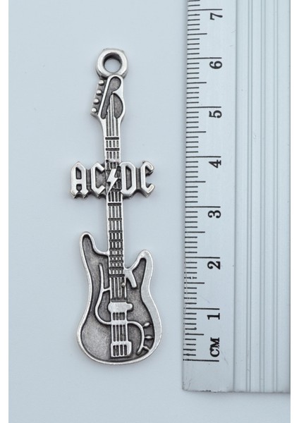 Ac/dc Elektro Gitar Örme Zincir Kolye - Gümüş Kaplama - Erkek Kadın Kolye - NO:1559