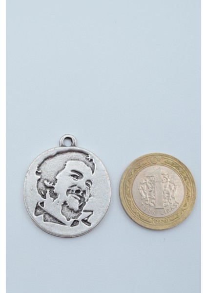 Che Guevara Madalyon Örme Zincir Kolye - Gümüş Kaplama - Erkek Kadın Kolye - NO:1357
