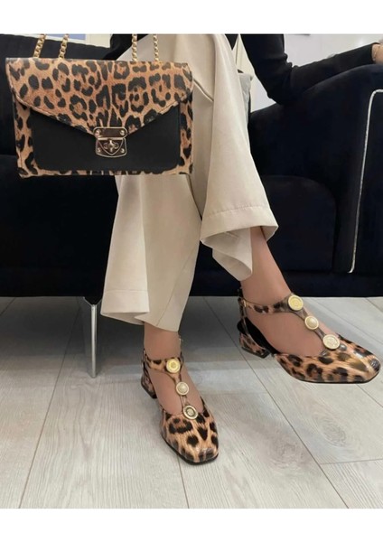 Kadın Rugan Çift Bantlı Şık Tokalı Detaylı Açık Klasik Topuklu Ayakkabı modelleri